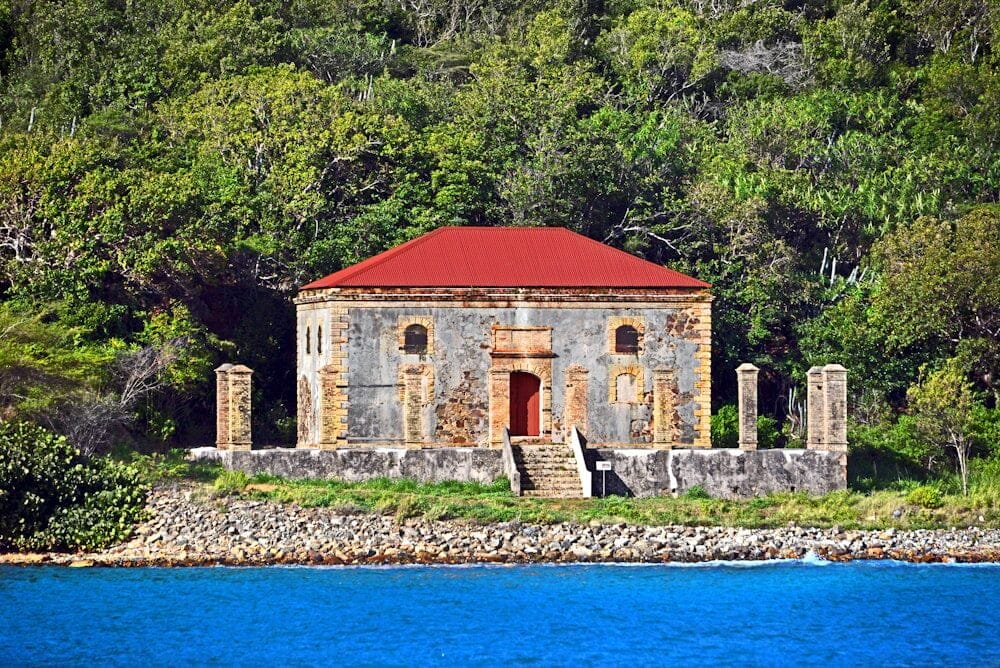 An old stone building at Charlotte Amalie Harbor